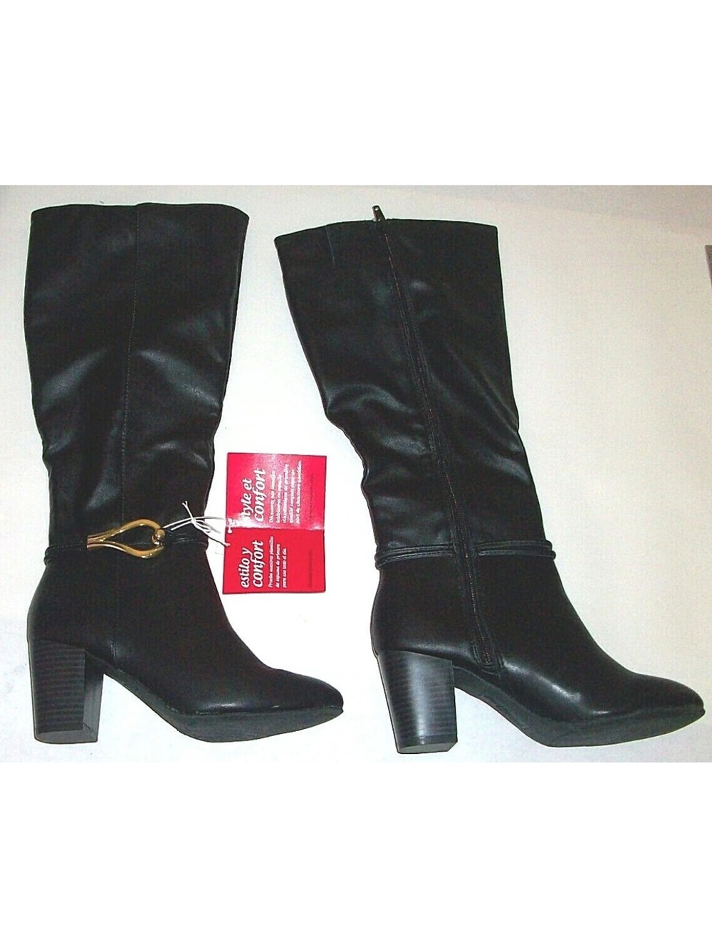 Dexflex Comfort Weaver Black Knee High Boots Block Heel - Women's 6.5 NWOB
